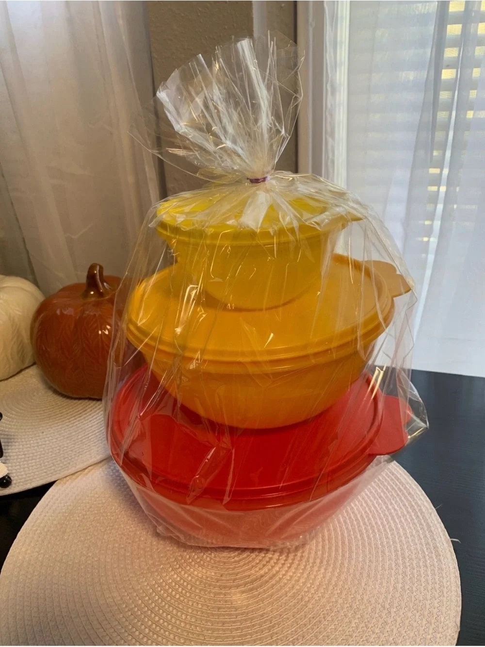Tupperware Stackable Mixing Bowl Set - Red & Yellow